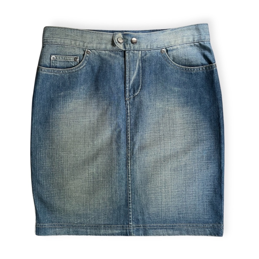 Vintage Gianfranco Ferre Blue Wash Denim Straight Skirt, sz US 26, EU 40